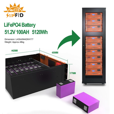 de Batterijopslag van 10kwh 400ah voor het Systeem van de het Zonnepaneelopslag van Huiszonnestelsels Lifepo4 300ah