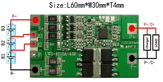 De navulbare Raad van de de Beschermingskring van BMS Battery Lithium 3.2v 4s 10a 12.8v